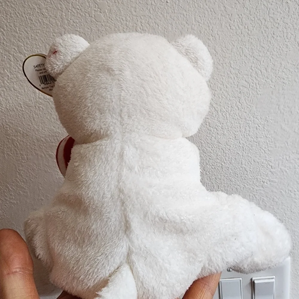 Ty Pluffies Bear 8in White Christmas Candy Cane Polar‎ bear 2005